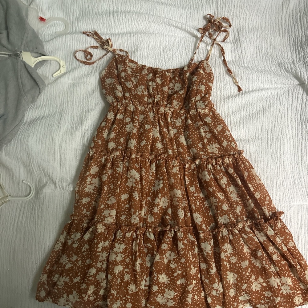 Floral Brown Sleeveless Dress